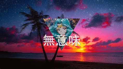 Experience the hypnotic allure of vaporwave with our. . Anime vaporwave wallpaper